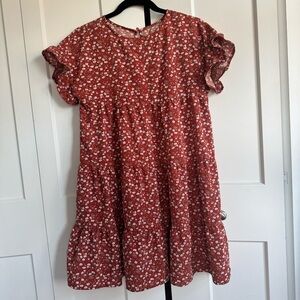 Rust Floral Tiered Dress Size S